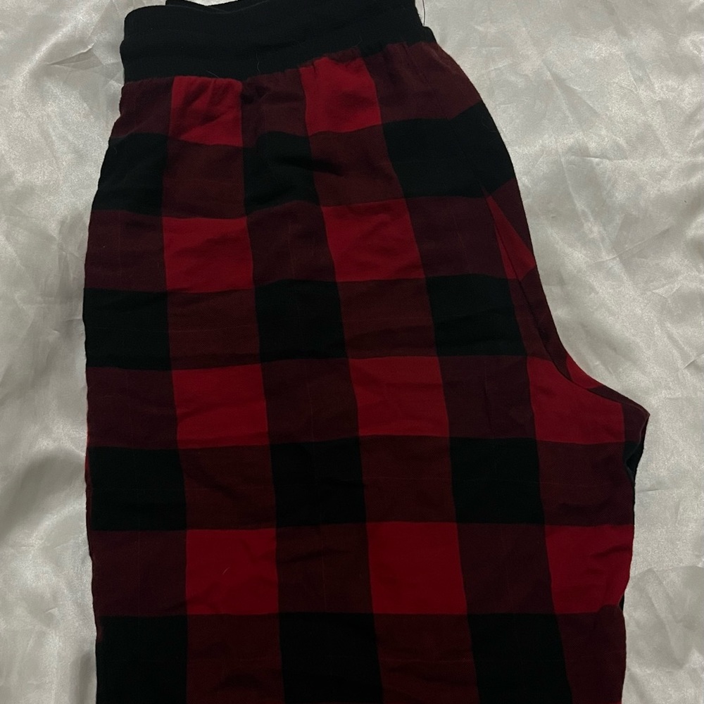 red and black checkered sweatpants